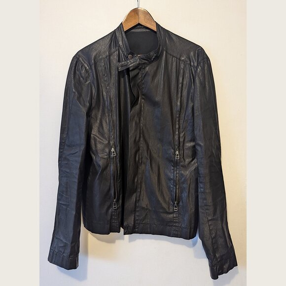 PHILIPPE DUBUC - Waxed cotton biker jacket - Sz 42 - Picture 2 of 11